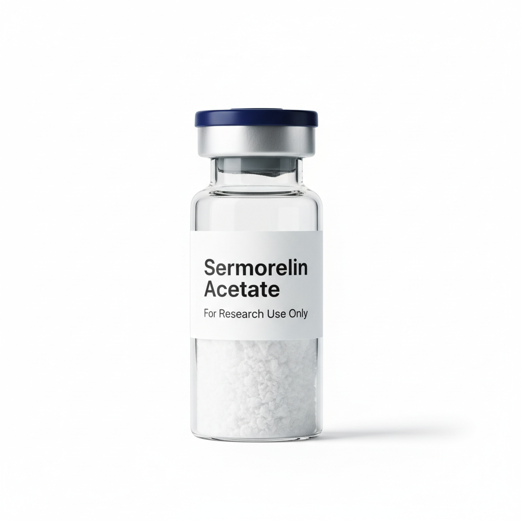 Sermorelin Acetate peptide vial - For Research Use Only